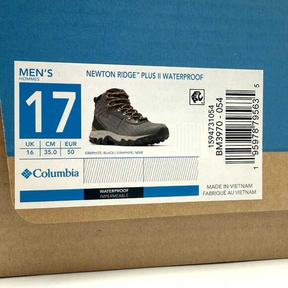 Columbia Men\'s Size 17 Newton Ridge Plus II Waterproof Leather Hiking Boot Shoe main image 9